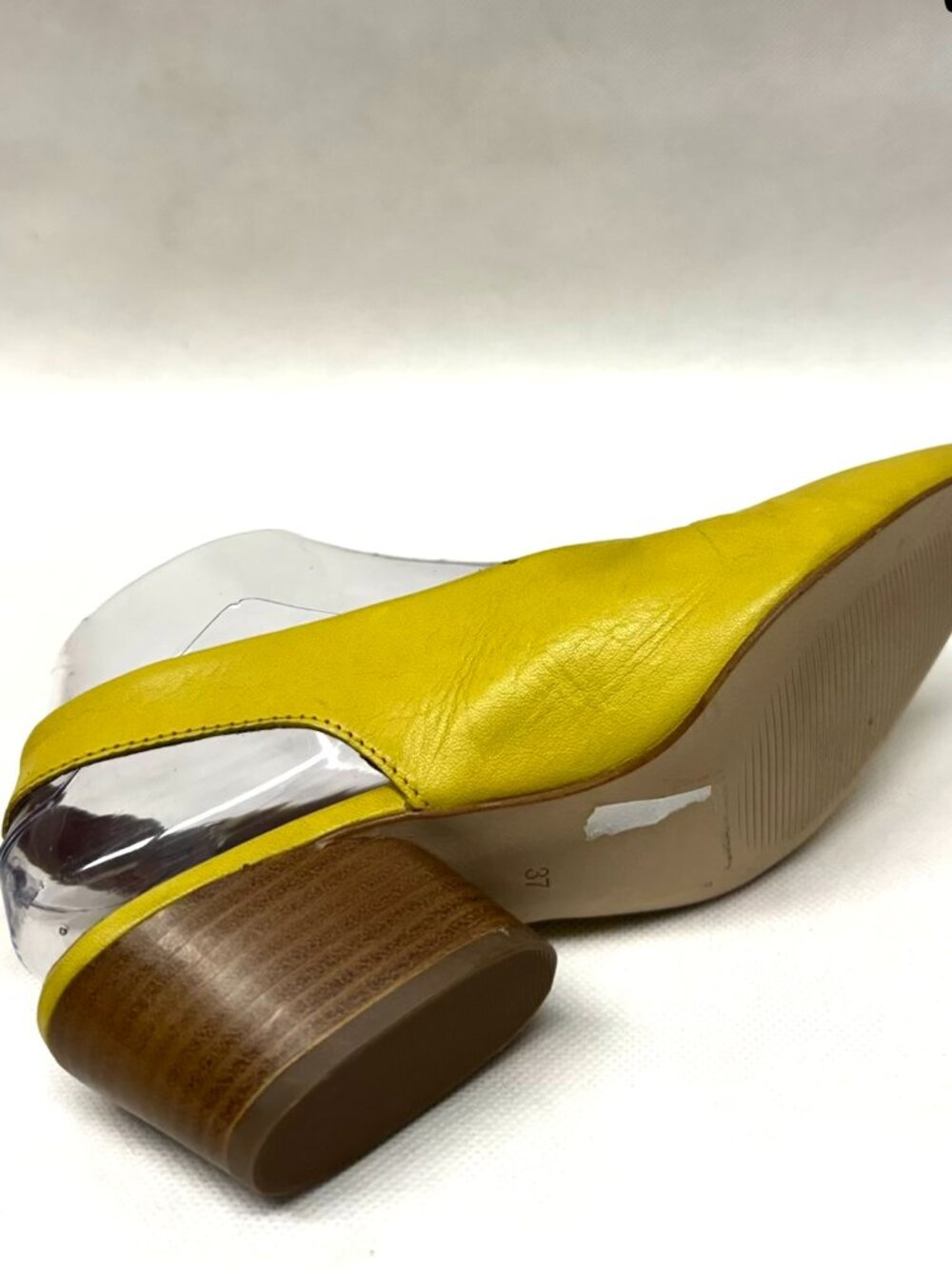 MIZ MOOZ WOMEN'S SLING STRAP LEATHER HEELED SANDALS LEMON 37EU / 7US # T-71 - Picture 5 of 5